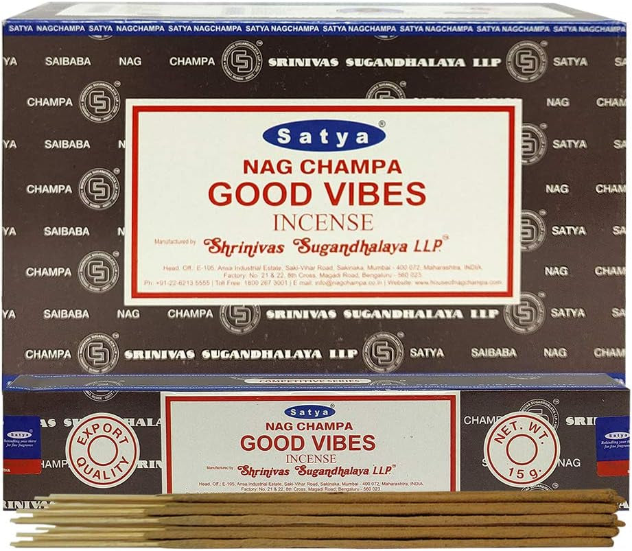 Good Vibes Incense Sticks & Holder Bundle – Satya Incense with Trumiri Holder