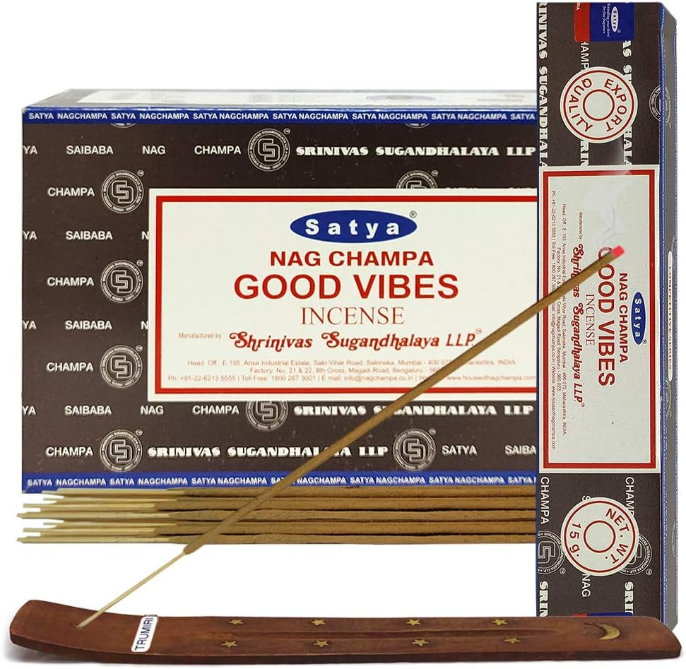 Good Vibes Incense Sticks & Holder Bundle – Satya Incense with Trumiri Holder