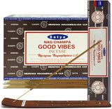 Load image into Gallery viewer, Good Vibes Incense Sticks &amp; Holder Bundle – Satya Incense with Trumiri Holder