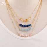 Load image into Gallery viewer, Reiki Healing Natural Crystal Necklace Irregular Chips Citrines Roses Quartz Amazonite Agates Tourmaline Stone Pendant Necklace