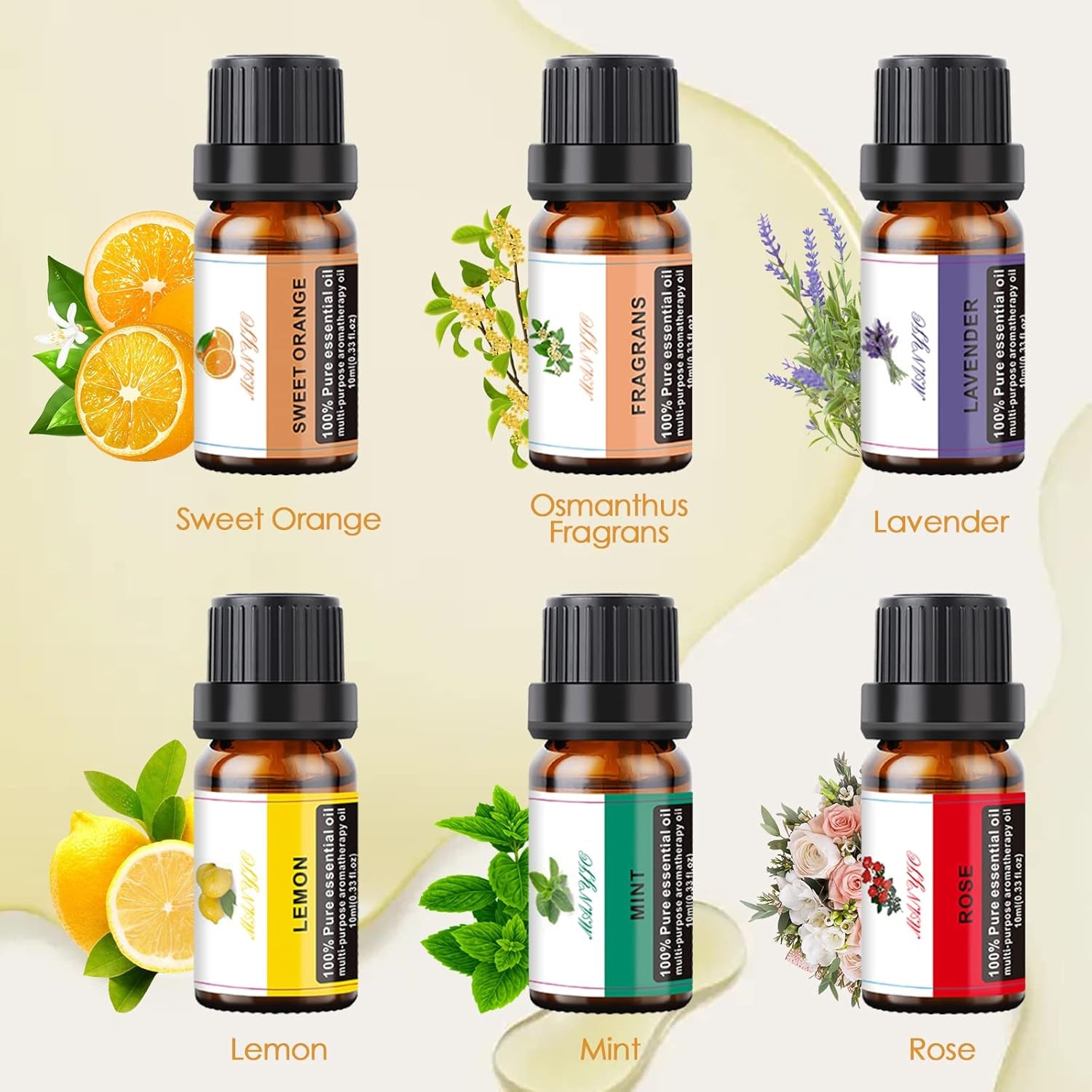 Aromatherapy Diffuser with Essential Oils Included, 150Ml Small Cute Aroma Diffuser with 15 Color LED Light&3 Times, Waterless Auto off Essential Oil Diffusers for Home Bedroom(Wood)