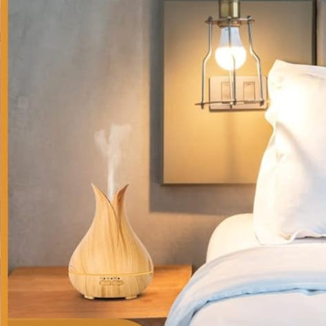 Aromatherapy Diffuser with Essential Oils Included, 150Ml Small Cute Aroma Diffuser with 15 Color LED Light&3 Times, Waterless Auto off Essential Oil Diffusers for Home Bedroom(Wood)