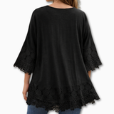Load image into Gallery viewer, Boho Lace-Trim Linen-Cotton Blouse