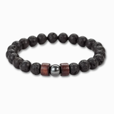 Load image into Gallery viewer, Men’s Volcanic Lava Stone &amp; Wooden Bead Bracelet