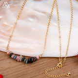 Load image into Gallery viewer, Reiki Healing Natural Crystal Necklace Irregular Chips Citrines Roses Quartz Amazonite Agates Tourmaline Stone Pendant Necklace
