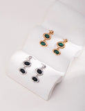 Load image into Gallery viewer, Malachite / Obsidian Drop Earrings – Gold Vermeil, Handmade